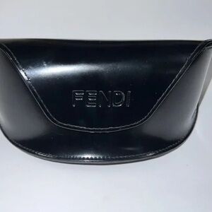 FENDI Black PATENT Leatherette FOLDOVER Logo Glasses SOFT Case ONLY